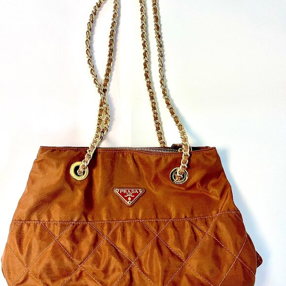 Prada Handbags - Vintage brown marrone Prada quilted nylon bag